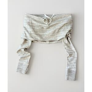 Grey State Warm Up Long Sleeve Doughnut crop Sweater Size M/L Heather NWT